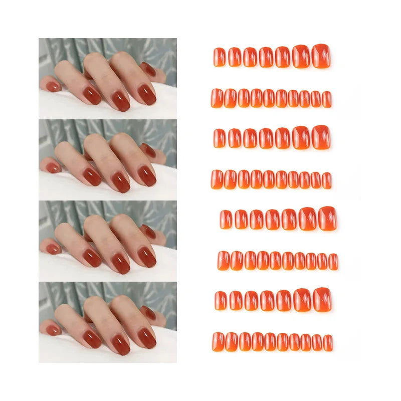 Press-On Nail Set Glue-On Multi-Size Chip-Resistant