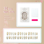 Press-On Nail Set Gold-Embossed Durable & Easy Application