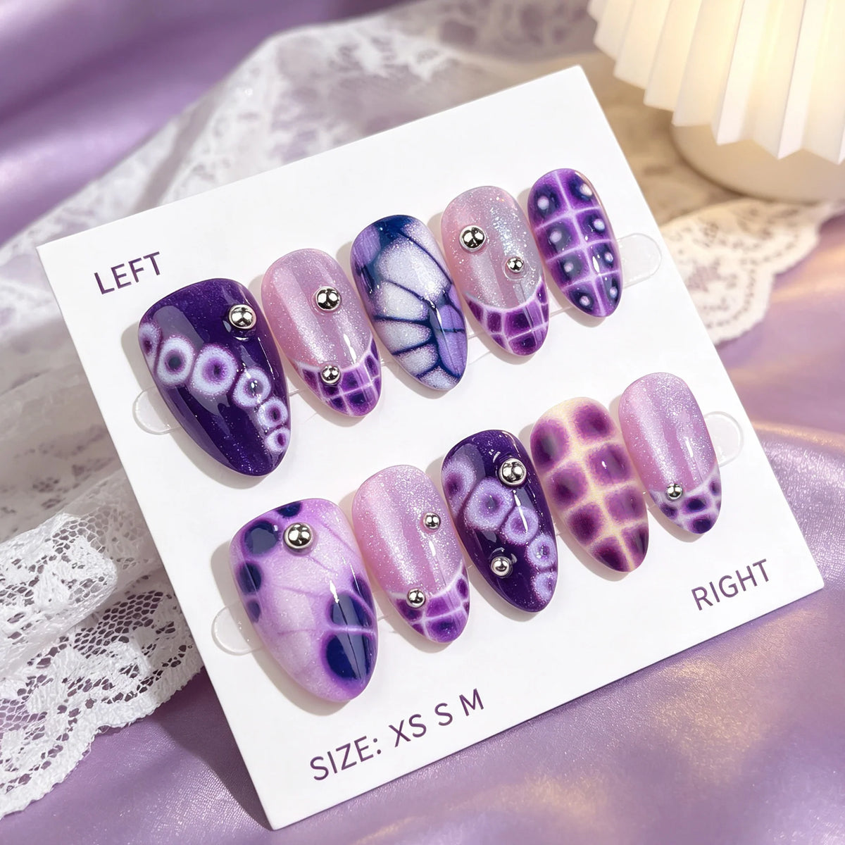 Press-On Nail Set Gradient Ombre Embellished Easy Apply