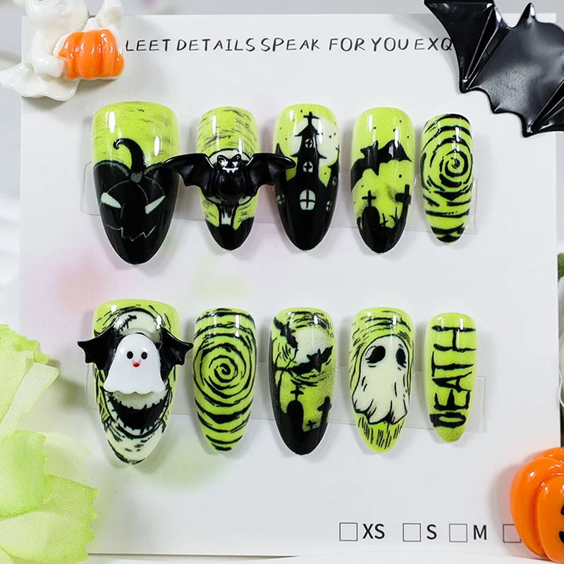 Press-On Nail Set Halloween Designs Reusable Easy To Apply