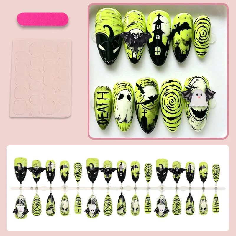 Press-On Nail Set Halloween Designs Reusable Easy To Apply