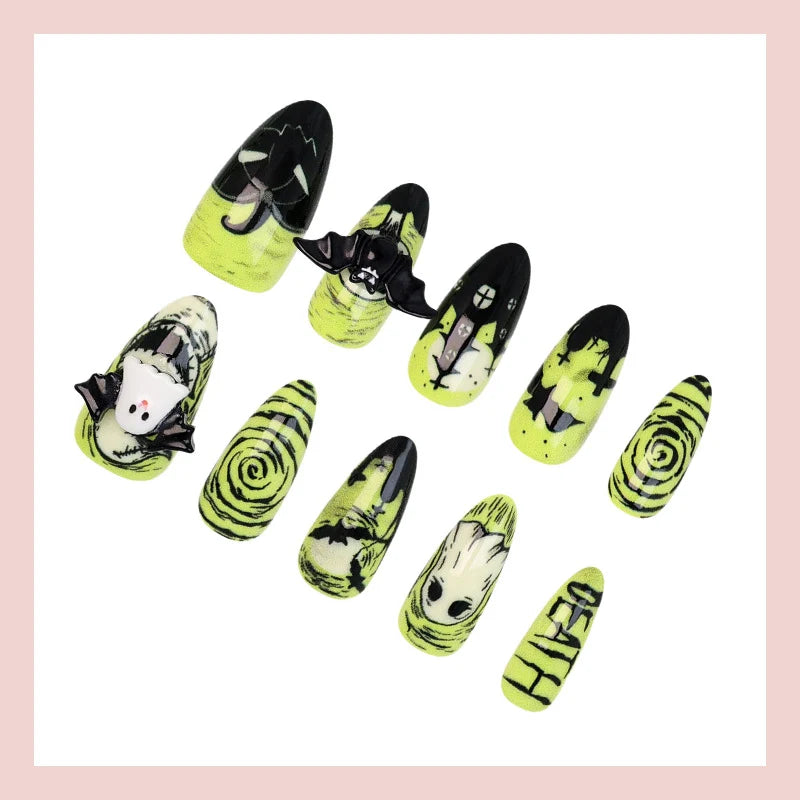 Press-On Nail Set Halloween Designs Reusable Easy To Apply
