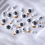 Press-On Nail Set Halloween Pumpkin Designs Multiple Sizes
