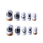 Press-On Nail Set Halloween Pumpkin Designs Multiple Sizes
