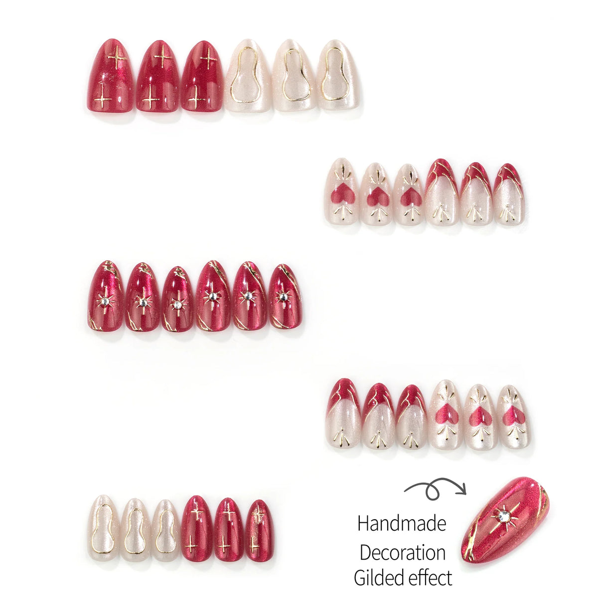 Press-On Nail Set Handcrafted Designs Adhesive Tabs