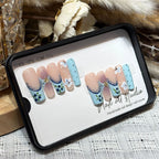 Press-On Nail Set Handmade Floral Adhesive Backing