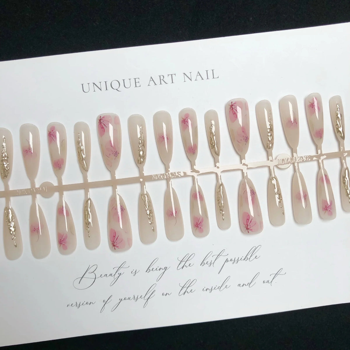 Press-On Nail Set Handmade Floral & Reusable