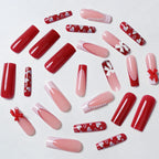 Press-On Nail Set Heart & Bow Design Self-Adhesive