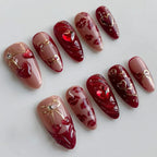 Press-On Nail Set Heart Design Reusable Multiple Sizes