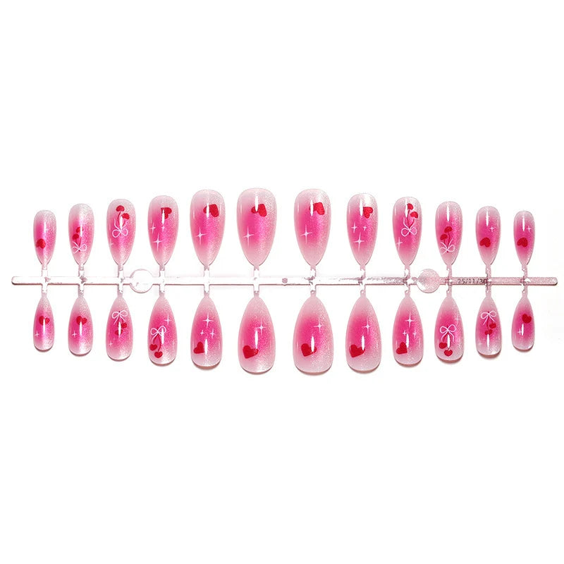 Press-On Nail Set Heart Gradient Self-Adhesive & Reusable