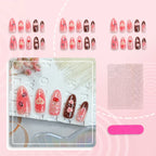 Press-On Nail Set Heart & Ladybug Designs Easy Application