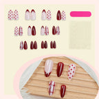 Press-On Nail Set Heart Pattern Self-Adhesive & Long-Lasting