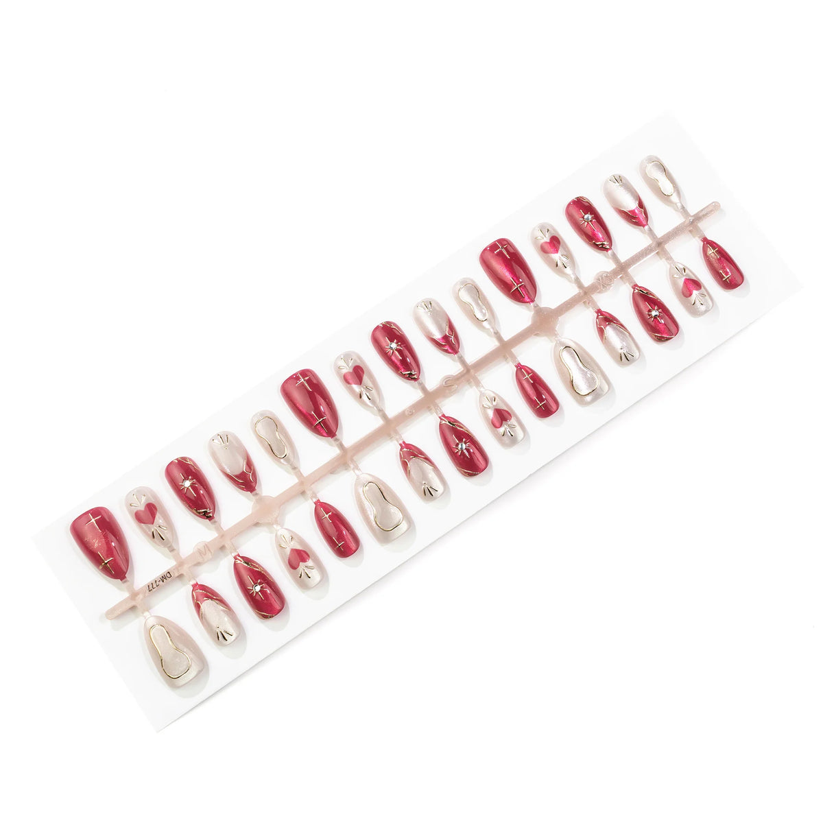 Press-On Nail Set Heart & Star Designs Pre-Applied Adhesive