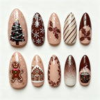 Press-On Nail Set Holiday Designs Easy Application