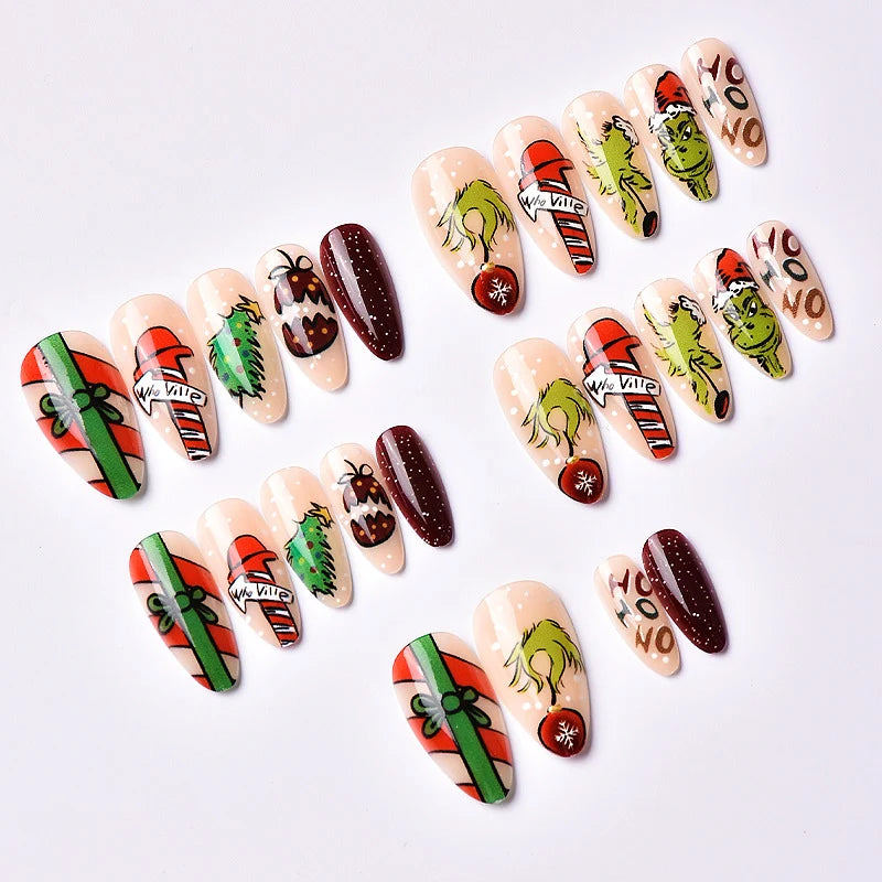 Press-On Nail Set Holiday Designs Gel-Look Multiple Sizes