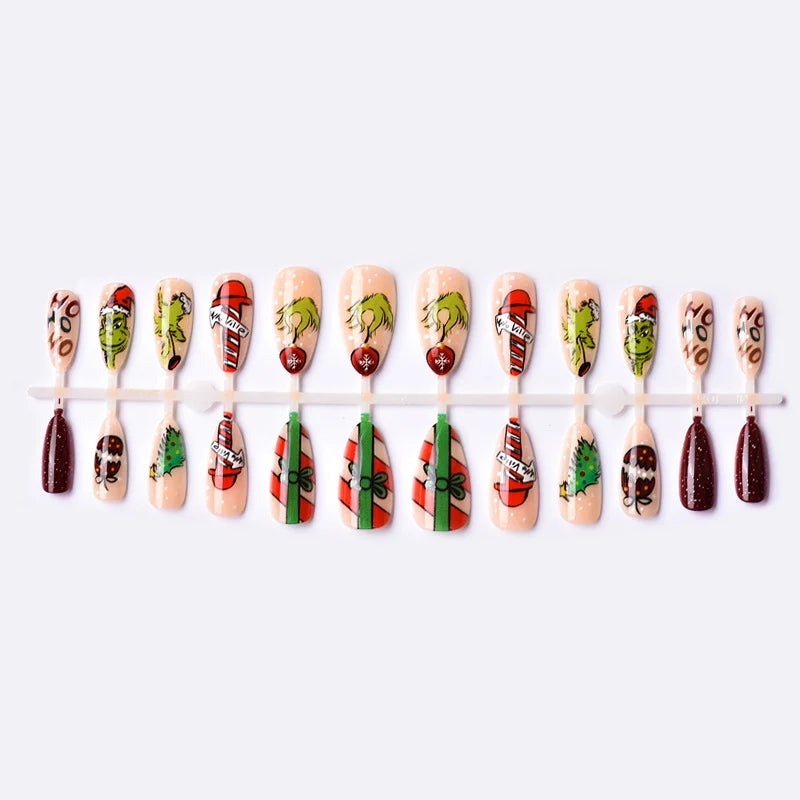 Press-On Nail Set Holiday Designs Gel-Look Multiple Sizes