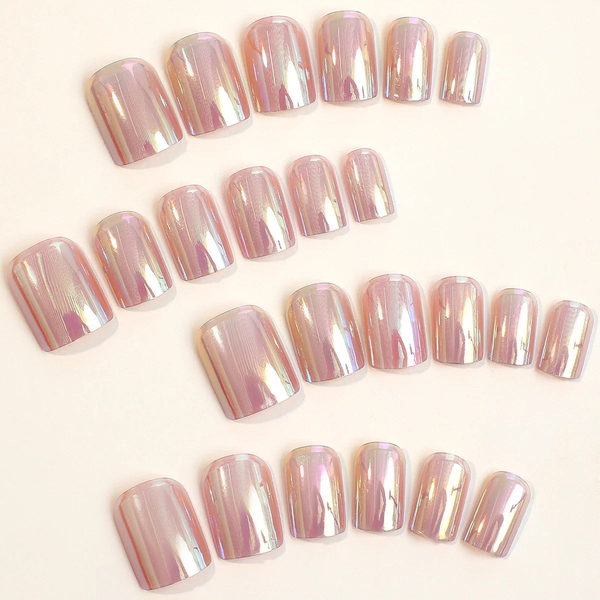 Press-On Nail Set Holographic Finish 24-Piece Chip-Resistant
