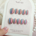 Press-On Nail Set Iridescent Finish Reusable Adhesive & Multiple Sizes