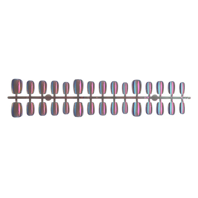 Press-On Nail Set Iridescent Finish Reusable Adhesive & Multiple Sizes