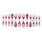 Press-On Nail Set Leopard Print Pink Accent Reusable
