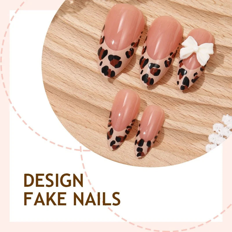Press-On Nail Set Leopard Print Self-Adhesive Multiple Sizes