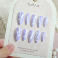 Press-On Nail Set Marble Effect Multiple Sizes Non-Toxic
