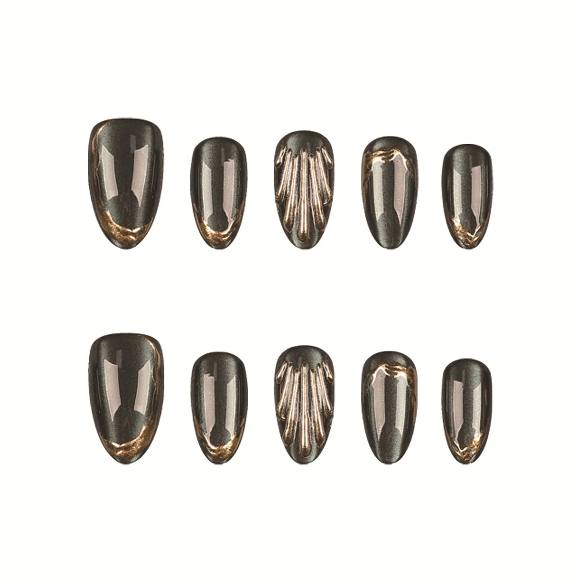 Press-On Nail Set Metallic Finish Comfortable Fit
