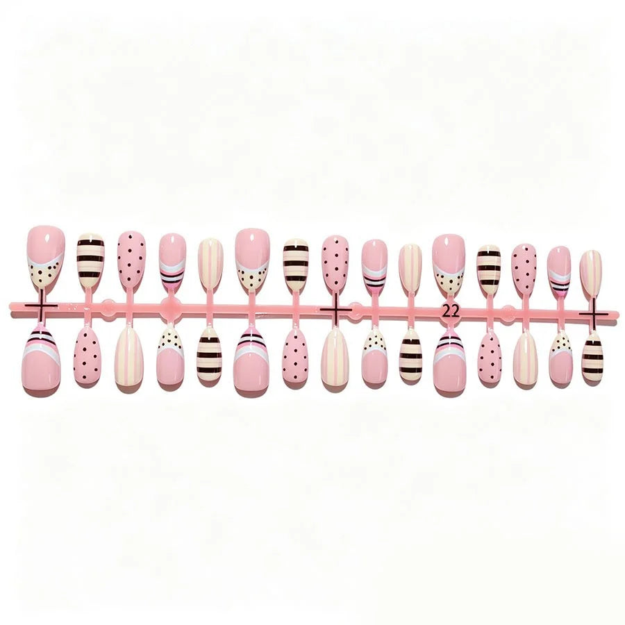 Press-On Nail Set Modern Patterns Easy Apply & Remove