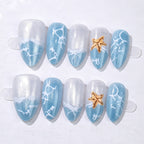 Press-On Nail Set Ocean-Inspired Long-Lasting & Easy Application