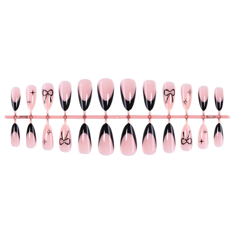 Press-On Nail Set Ombre Bow Easy Application