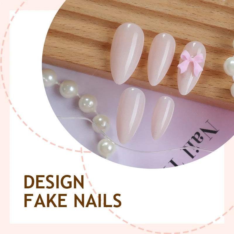 Press-On Nail Set Ombre Gradient & 3D Bow
