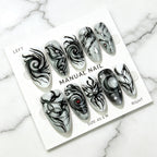 Press-On Nail Set Peel-And-Apply Abstract Designs Multiple Sizes