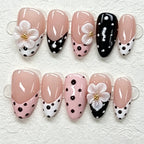 Press-On Nail Set Polka Dot Designs Multiple Sizes