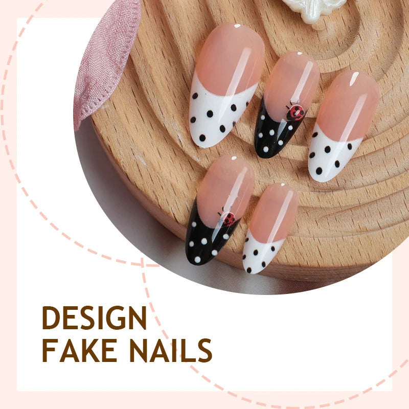 Press-On Nail Set Polka Dot & Ladybug Easy Application
