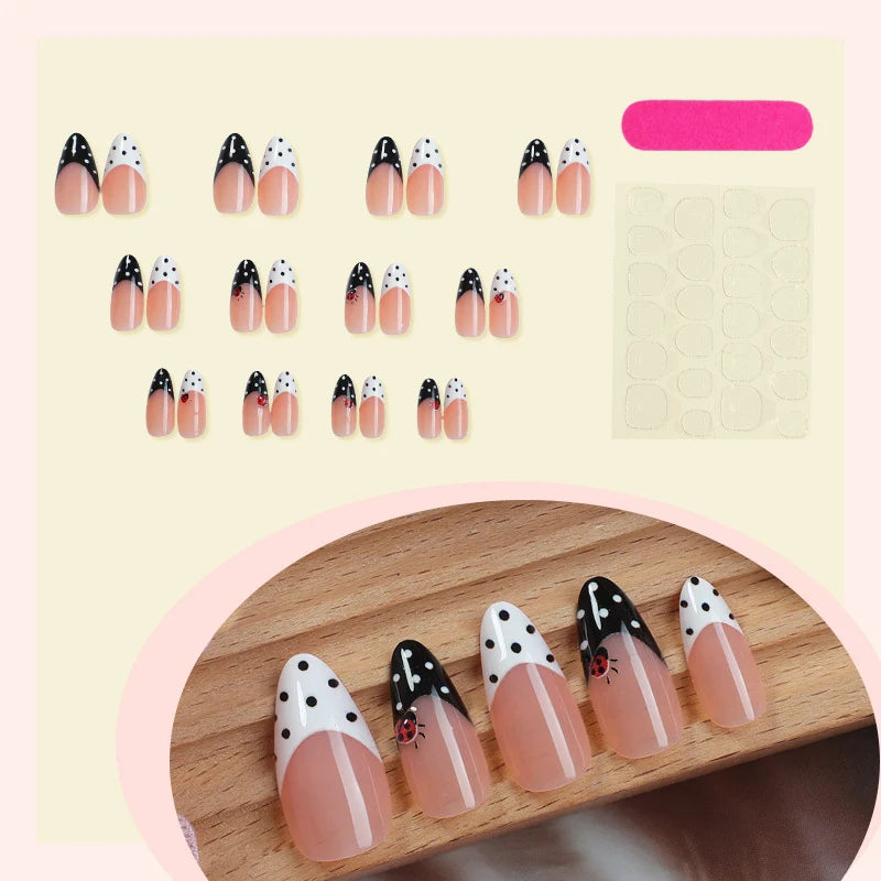 Press-On Nail Set Polka Dot & Ladybug Easy Application