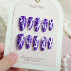 Press-On Nail Set Purple Lightning Bolt Multiple Sizes