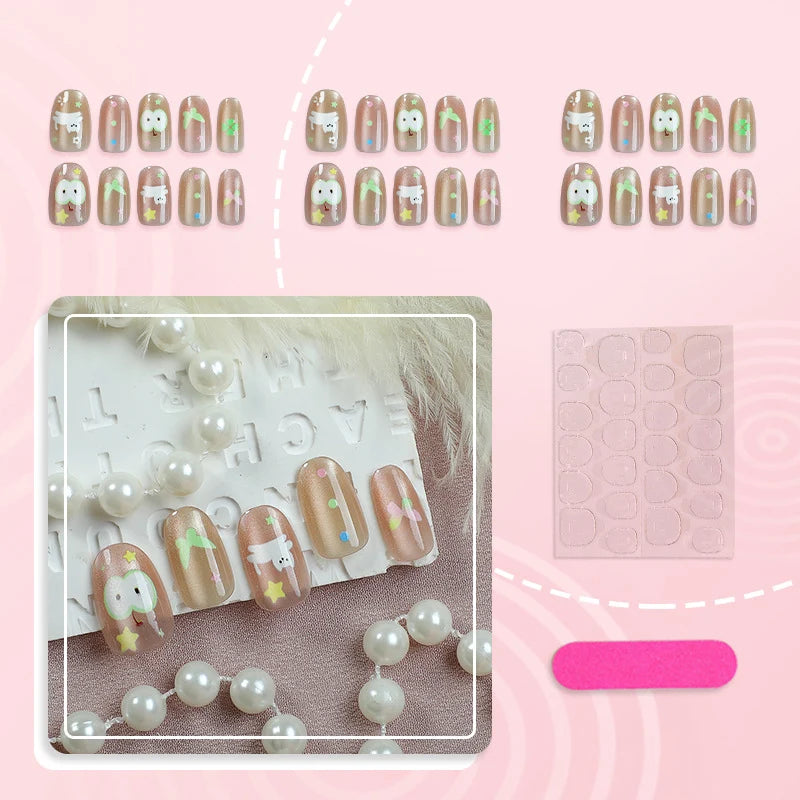 Press-On Nail Set Reusable Artistic Designs