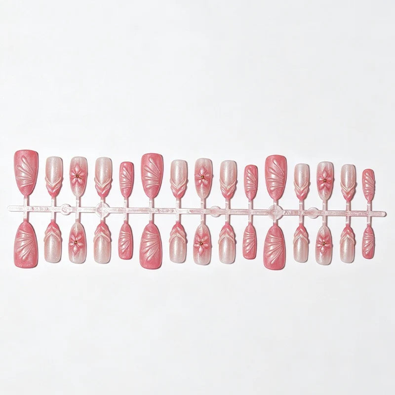 Press-On Nail Set Reusable Floral & Modern Designs