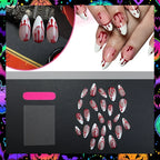 Press-On Nail Set Reusable Multiple Sizes Red Drop Design