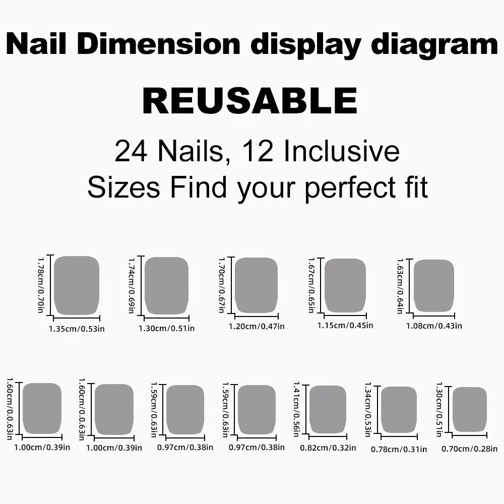 Press-On Nail Set Reusable Non-Toxic File Included