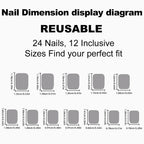 Press-On Nail Set Reusable Non-Toxic Multiple Sizes