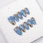 Press-On Nail Set Reusable Shimmer Designs & Strong Adhesive