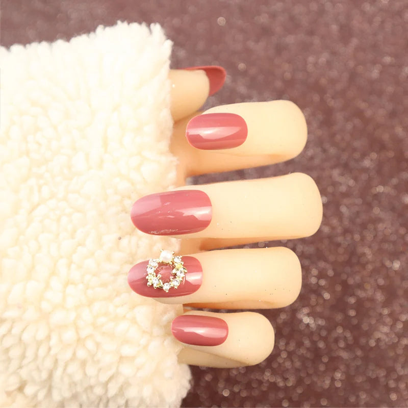 Press-On Nail Set Rhinestone-Accented Multiple Sizes & Easy Application