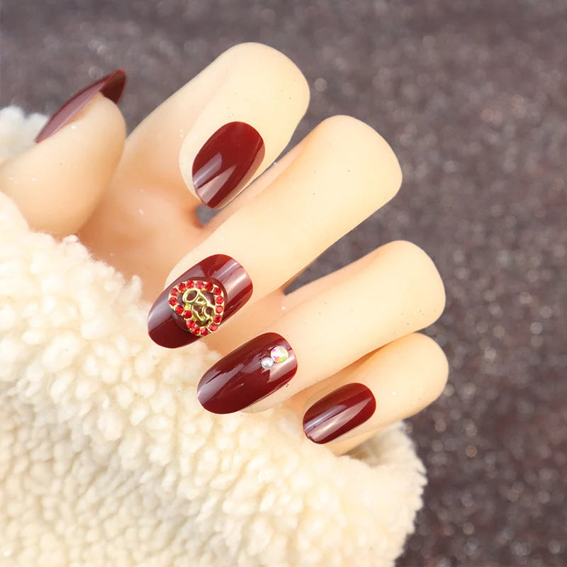 Press-On Nail Set Rhinestone Accents & Glue-Free