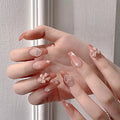 Press-On Nail Set Rhinestone & Bow Accents