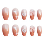 Press-On Nail Set Rhinestone & Bow Accents