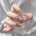 Press-On Nail Set Rhinestone Embellished Glossy Reusable