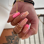 Press-On Nail Set Rhinestone Jelly Finish Easy Apply