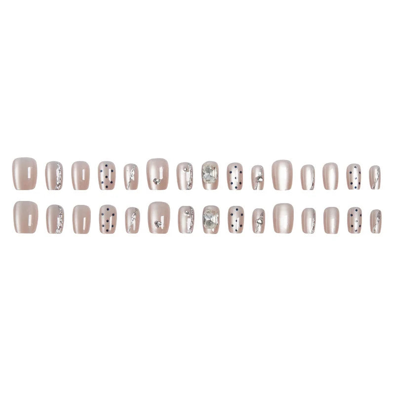 Press-On Nail Set Rhinestone & Metallic No Glue