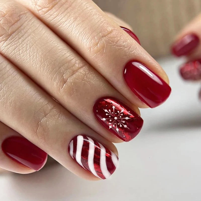 Press-On Nail Set Self-Adhesive Festive Designs